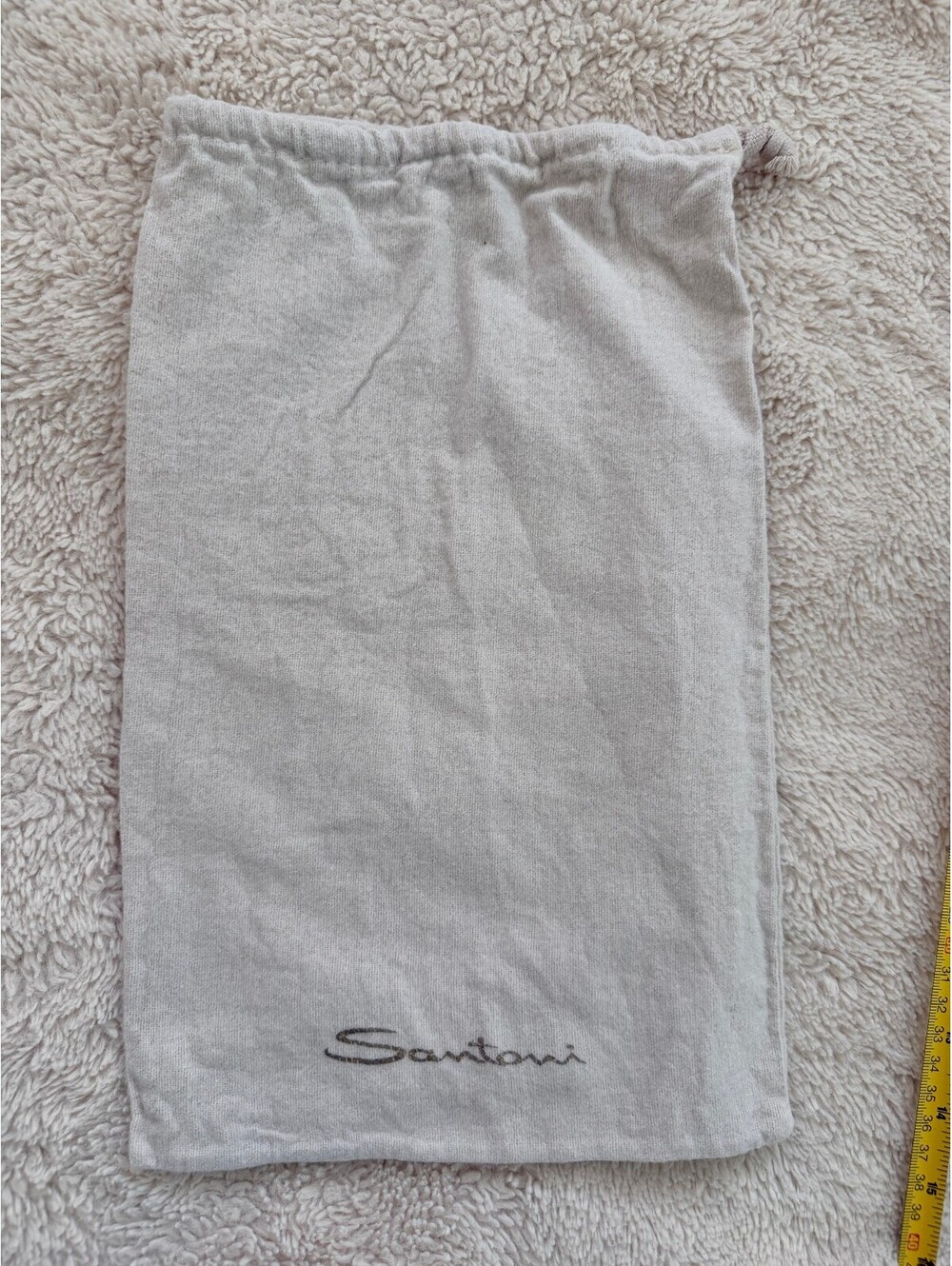 Santoni Gray Drawstring Shoe Dust Bag Luxury Designer Storage Pouch 8x13